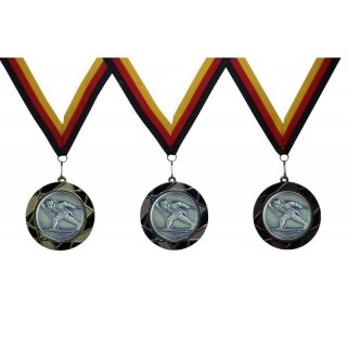 Medaille  Biathlon D=70mm in 3D, inkl.  22mm Band, Silberfarbig