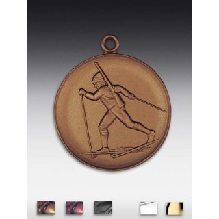 Medaille Biathlon mit se  50mm, bronzefarben in Metall