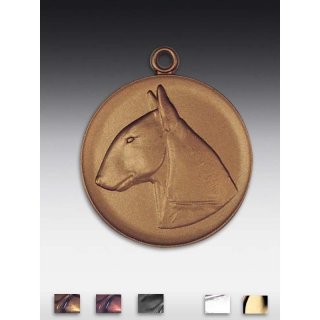 Medaille Bullterrier mit se  50mm, bronzefarben in Metall