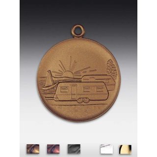 Medaille Camping mit se  50mm, bronzefarben in Metall