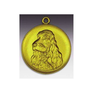Medaille Cockerspaniel mit se  50mm, goldfarben in Metall