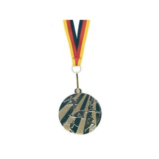 Medaille D=45mm, Leichtathletik inkl. 11 mm Band, Goldfarbig, 10 Stck