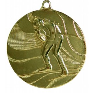 Medaille D=50mm Ski Biatlohn goldfarben icl. Band