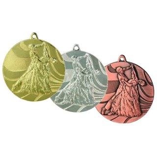 Medaille D=50mm Tanzsport gold, silber und bronzefarben incl. Band