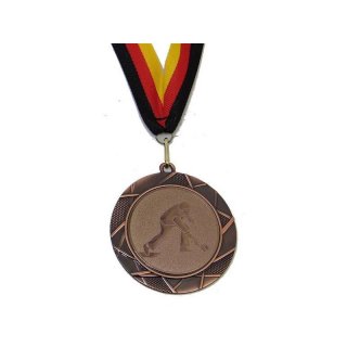 Medaille D=70mm, Kegeln (H) inkl. 22mm Band, Bronzefarbig