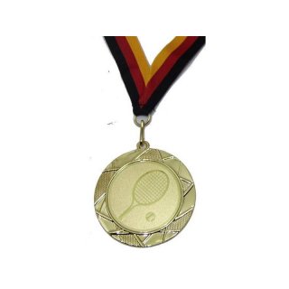 Medaille D=70mm, Tennis Neutral inkl. 22mm Band, Goldfarbig