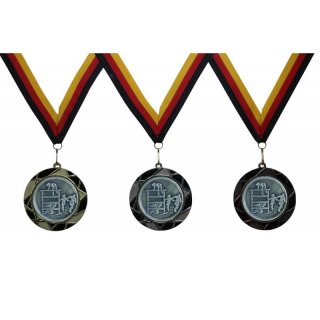 Medaille  Deutscher Jugend Feuerwehr-Wettkampf D=70mm in 3D, inkl.  22mm Band, Goldfarbig