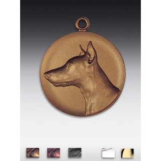 Medaille Dobermann mit se  50mm, bronzefarben in Metall