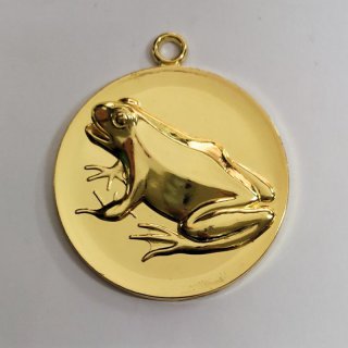 Medaille Frosch mit se  50mm, goldfarben in Metall