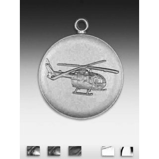 Medaille Hubschrauber mit se  50mm, silberfarben in Metall
