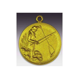 Medaille Kstenangler mit se  50mm, goldfarben in Metall