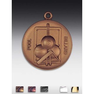 Medaille Poolbillard mit se  50mm, bronzefarben in Metall