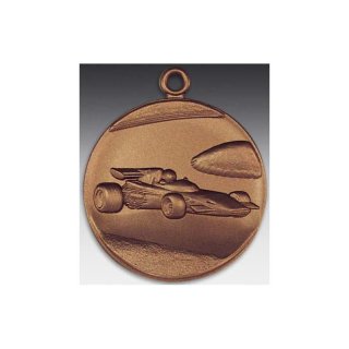 Medaille Rennwagen mit se  50mm, bronzefarben in Metall