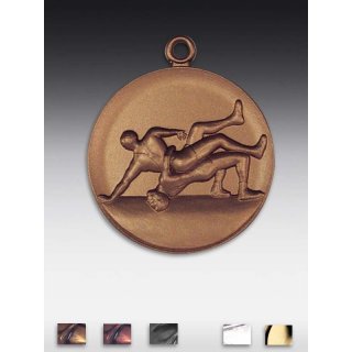 Medaille Ringer mit se  50mm, bronzefarben in Metall