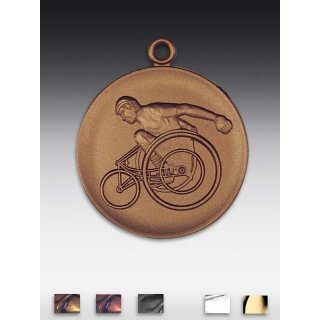 Medaille Rollstuhlfahrer mit se  50mm,  bronzefarben, siber- oder goldfarben