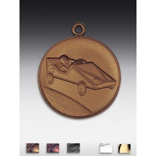 Medaille Seifenkiste mit se  50mm,  bronzefarben, siber- oder goldfarben