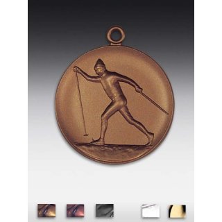 Medaille Skilanglauf mit se  50mm, bronzefarben in Metall