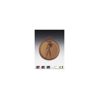 Medaille Softball - Frau mit se  50mm, bronzefarben in Metall