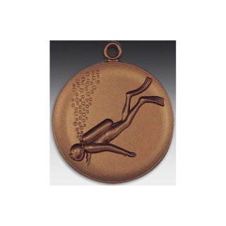 Medaille Sporttaucher mit se  50mm, bronzefarben, siber- oder goldfarben