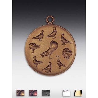 Medaille Tauben, Rassetauben mit se  50mm, bronzefarben, siber- oder goldfarben