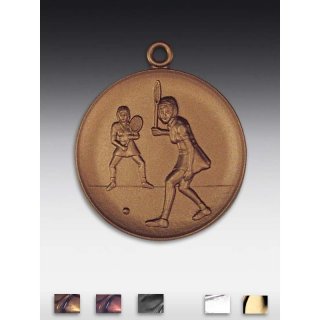 Medaille Tennis Doppel Damen mit se  50mm, bronzefarben in Metall