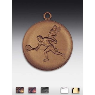 Medaille Tennis Doppel Herren mit se  50mm, bronzefarben in Metall