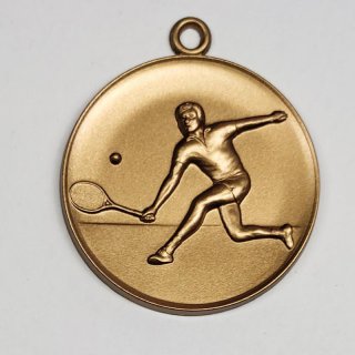 Medaille Tennis Spieler mit se  50mm, bronzefarben in Metall