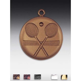 Medaille Tennisschlger mit se  50mm,  bronzefarben, siber- oder goldfarben