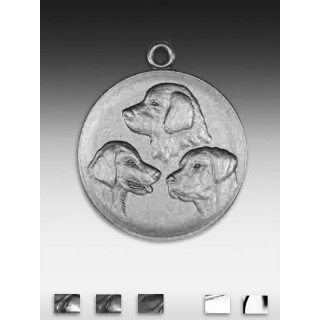 Medaille drei Hundekpfe mit se  50mm, silberfarben in Metall
