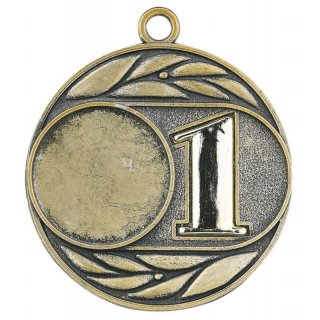 Medaille D=50mm,  Nr. 1 gold neutral fr 25 mm Embleme aus Zamak