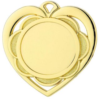 Medaille D=50mm Herz, gold fr 25 mm Emblem ,   Band, Emblem und Montage sind im Preis enthalten