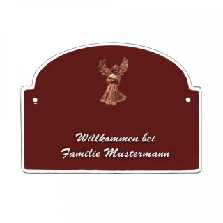 Namensschild - Namensschild Decoramic aus Arteliht groer Bogen  240x170mm  braun/weiss, aus Arteliht, Motiv Baum, Natur, Idylle