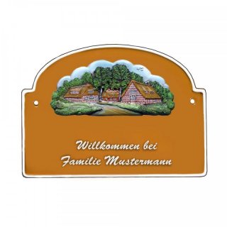 Namensschild - Namensschild Decoramic aus Arteliht groer Bogen  240x170mm  terrakotta/weiss, aus Arteliht, Motiv Baum, Natur, Idylle
