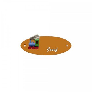 Namensschild Oval- Klassik 170x70mm  Terrakotta Motiv Familie Lok