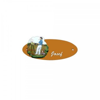 Namensschild Oval- Klassik 170x70mm  Terrakotta Motiv Landschafts Maler