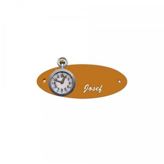 Namensschild Oval- Klassik 170x70mm  Terrakotta Motiv Uhrmacher Uhr