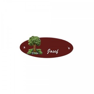 Namensschild Oval- Klassik 170x70mm  braun Motiv Baum, Natur, Idylle