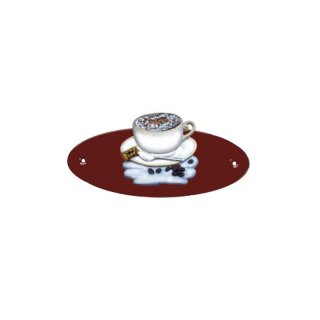 Namensschild Oval- Klassik 170x70mm  braun Motiv Cafe Konditor
