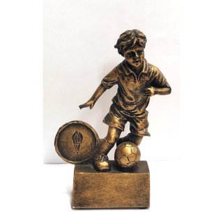 Resinfigur Fuball Kinder bronzefarben H=11,5 cm inkl. Gravur