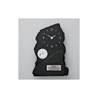 Schieferlook-Uhr 27,5 cm inkl. Emblem und Textschild
