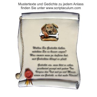 Urkunde Decoramic 180x220mm  sandfarben, Artelith Themen-Motiv Hund, na klar, der Wchter