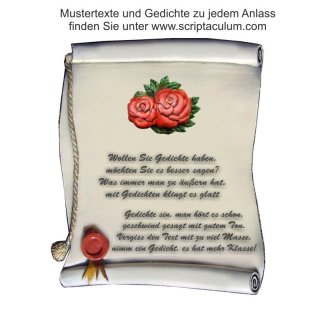 Urkunde Decoramic 180x220mm  sandfarben, Artelith Themen-Motiv Rosen mit Bltter
