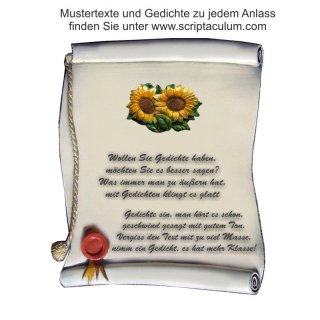 Urkunde Decoramic 180x220mm  sandfarben, Artelith Themen-Motiv Sonnenblumen, sonnige Zeiten
