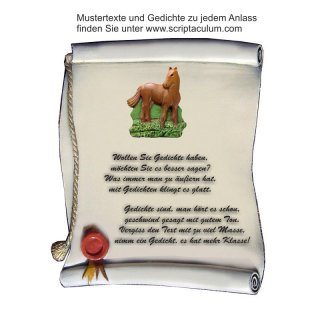 Urkunde Decoramic 180x220mm  sandfarben, Artelith Motiv Pferd stehend