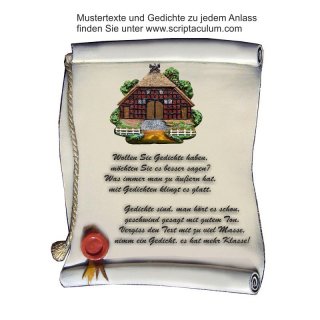 Urkunde Decoramic 180x220mm  sandfarben, Artelith Themen-Motiv Haus mit Strohdach