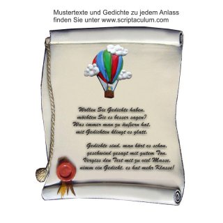 Urkunde Decoramic 140x170mm  sandfarben, Artelith Motiv Heiluftballon, Gasballon