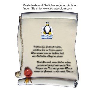 Urkunde Decoramic 180x220mm  sandfarben, Artelith Motiv Pinguin