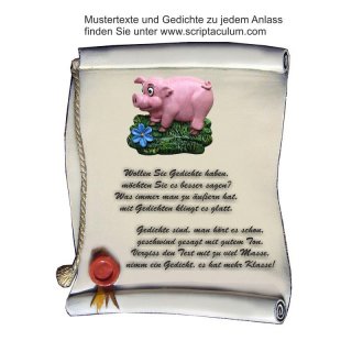 Urkunde Decoramic 180x220mm  sandfarben, Artelith Motiv Schwein