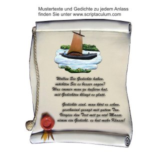 Urkunde Decoramic 220x350mm sandfarben, Artelith Themen-Motiv Segel-Boot