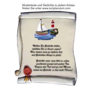 Urkunde Decoramic 180x220mm  sandfarben, Artelith Motiv Segelboot & Leuchturm